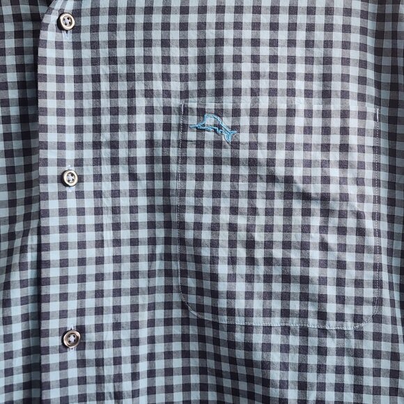 Tommy Bahama Shirt Mens 2XL Blue Check Button Up Long Sleeve Pima Cotton Casual - Picture 2 of 10